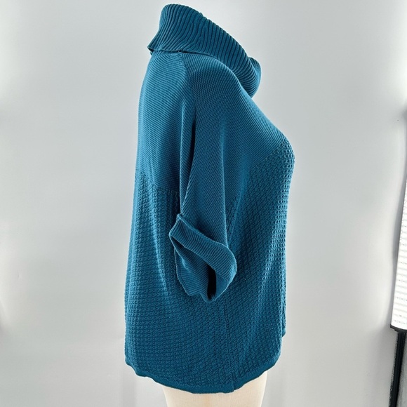 Coldwater Creek knit dolman sleeve sweater size 1X 18 blue teal turtleneck - Picture 3 of 11